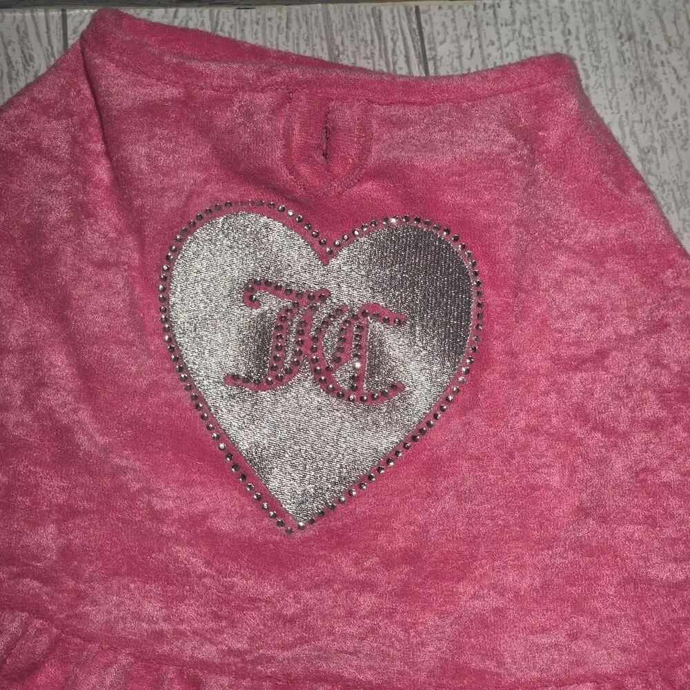 JUICY COUTURE PET DOG Pink TERRY HEART 🩶 🩷 BLING DRESS Size M/L NEW